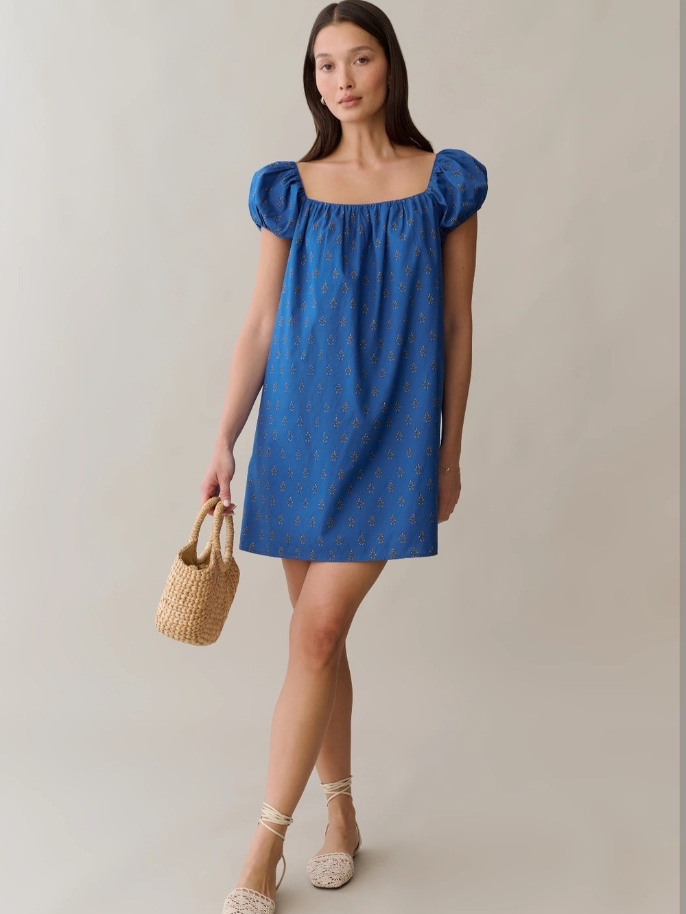 Few Moda Kourt Nya Puff-Sleeve Mini Dress in Blue